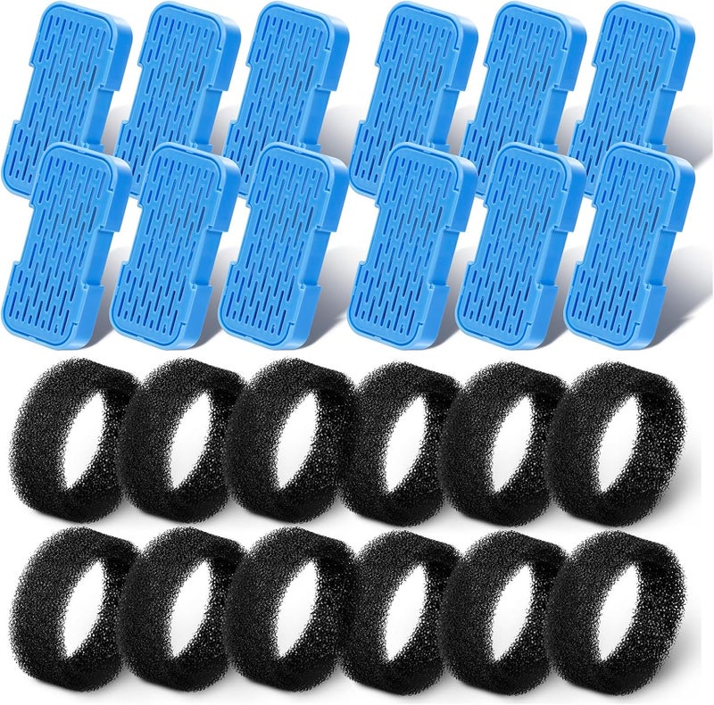AONBOY Cat Water Fountain Filters, 12 Filters + 12 Cat Fountain Sponge, Suitable for Pet Fountain S3-SC, Multiple Filtration, Isolates Floating Hairs and gets rid of Odors - Image 1